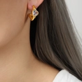 Gold plated heart stud earring featuring a clear cubic zirconia heart-shaped stone - Gold