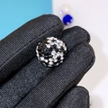 Sparkling black and white rhinestone disco ball bead for DIY jewelry and phone charms - 16mm Black and White Round Bead