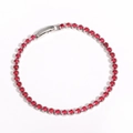 Elegante bracciale tennis color argento con vivaci pietre di zircone rosso taglio tondo - Argento