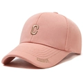 Rosa Baseballkappe mit Waffelstruktur, 3D-Buchstabe C Stickerei und gebogenem Schirm - Rosa