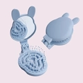Light blue bunny folding hairbrush with mirror for kids and girls in open and closed views - Light Blue Little Rabbit