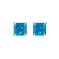 Quadratische blaue Carbon-Diamant-Ohrstecker aus S925 Silber mit Vier-Krallen-Fassung - 925er Silber / Blaue Zirkonia Ohrstecker