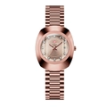 Elegant rose gold women's watch with diamond markers and oval stainless steel band - Women's - Rose Gold