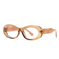 Retro oval sunglasses with amber resin frames and marble textured temples for women - C17 Champagne/Clear