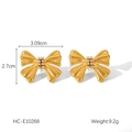 Detail of 18K gold bow earrings with crystal accents showing 3.09cm width dimensions - Pave Rhinestone Bow Style (HC-E10268)