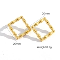 Pendientes cuadrados de acero inoxidable chapados en oro de 14K con diseño de bambú - Pendientes de Bambú Cuadrados Grandes (20mm)