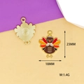 Detail of Thanksgiving turkey pendants showing dimensions 23x18mm and golden metal back - Detailed Turkey Charm