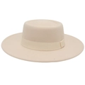 Detailansicht des Wollfilzhutes mit breiter Krempe und eleganter Bandschleife in Beige - Erwachsene (57-60cm) / Beige