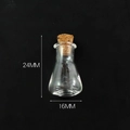 Mini transparent glass wish bottle with cork stopper, 24mm height and 16mm diameter - Transparent Flask Shape Bottle + Cork