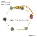 Detail of beaded bracelet with colorful natural stones, pearls, and 18k gold-plated steel - Gold Multicolor Stone Pearl Style (S-H561)