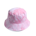 Short brim bucket hat with stylish pink and white tie-dye pattern on cotton canvas - Pink