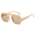 Vintage oversized aviator sunglasses with thick beige frame and amber lenses - Beige Frame Light Tea Lens