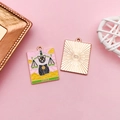 Enamel black cat Justice tarot charm with golden finish for DIY jewelry making - JUSTICE