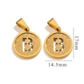 Detail of 18K gold stainless steel round pendant with hollow B letter and size markings - Letter B - Gold