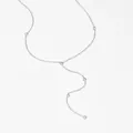 Minimalist silver stainless steel Y-shaped tassel necklace with sparkling zircon stones - Silver