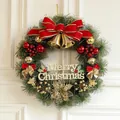 Ghirlanda natalizia da 50cm con fiocco rosso, campane d'oro e scritta Merry Christmas - Stile Campana da 50CM