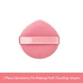 Roze druppelvormige make-up spons met satijnen vingerband voor nat en droog gebruik - druppel / 1 Stuk / Aardbeientaart (Onverpakt)