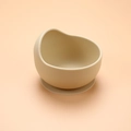 Silicone baby suction bowl in beige featuring a snail shape for easy self-feeding - Snail Bowl / Off White