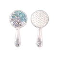 Spazzola per capelli con cuscinetto d'aria e paillettes blu e argento nel manico - Blu (Spazzola con Cuscino d'Aria)