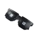 Detail of pixel Thug Life sunglasses with funny Chinese characters on black frames - Forgiveness Style