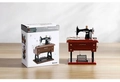 Vintage sewing machine music box with retro wood grain finish and white gift packaging - Small Retro Sewing Machine Style (YL1010)