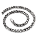 Gothic punk skull chain necklace in silver-toned stainless steel on white background - Necklace / Steel Color (KN107325-KJX) / 65cm