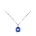 S925 sterling silver liquid metal necklace with a dark blue enamel heart pendant - 925 Silver / Blue