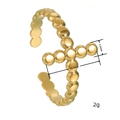 Adjustable gold plated stainless steel beaded cross ring for women, 12.5mm width - Adjustable Open / Gold
