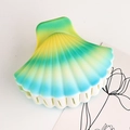 Pinza para el pelo de concha con degradado verde amarillo azul en tarjeta blanca - 4.5CM / Degradado Verde-Amarillo-Azul