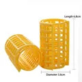 Set van twee gele nylon haarrollers met grip voor volume, 6,8 cm lang en 3,6 cm breed - 6 Stuks/Pak / Getand Type / 3,6 cm