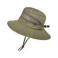Olive green outdoor sun hat for men with breathable mesh and adjustable wind cord - Army Green