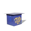Blue graduation cap card box with gold glitter text and tassel for party decoration - Yay I Did It / Blue
