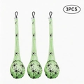 Set of 3 glowing light green Halloween spider egg sacs with black spiders for hanging decor - Set / Green