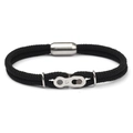 Bracelet chaîne de vélo de montagne avec corde tressée noire et fermoir magnétique - Corde Milanaise Noire Boucle Magnétique Ronde
