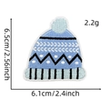 Blue knit hat embroidery patch dimensions of 6.5cm height and 6.1cm width shown - Blue Christmas Patch 20# (Knit Hat)