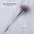 Silver makeup brush with grey-pink gradient soft bristles and ergonomic metallic handle - Large / Large Silver Handle Grey Bristle Small Waist