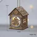 Lighted wooden Christmas cabin ornament with XMAS engraving and star cutout - White House - Bell