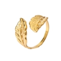 Detailansicht verstellbarer 18k vergoldeter Ring mit filigranem Doppelblatt-Design - Doppelblatt/Stil 3