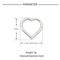 Detailed specs of a 30mm mirror polished stainless steel heart shape spring clasp - Heart (30*30mm) / Silver