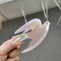 Pink and ivory acetate bird hair claw clip in a swallow design for high ponytails - Swallow / Translucent Pink