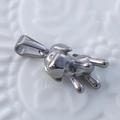 Vintage silver stainless steel puppy dog charm pendant with polished glossy finish - Dog / Steel