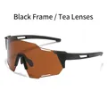 Lunettes de cyclisme sport avec monture noir mat et verres marron de haute qualité - Monture Noire Verres Thé