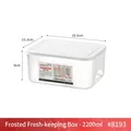 Stackable plastic refrigerator organizer box with handle and white lid, 2200ml capacity - Food Storage Box - 2200ml