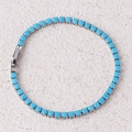 Zilveren tennisarmband met 3,0 mm blauwe turquoise stenen in een klassieke zetting - Turquoise Armband-Platina