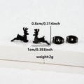 Cute black stainless steel running deer stud earrings with detailed size and weight specs - Running Deer Shape (088 Black)