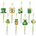 9-piece St. Patrick's Day DIY diamond painting suncatchers with shamrock and hat designs - Classic Holiday Elements Series