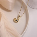 Gold plated bubble letter J pendant necklace with mirror finish on a box chain - Letter L (Single Pendant)
