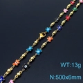 Colorful butterfly evil eye necklace with gold chain and mixed enamel charms for women - Multicolored Butterfly Style (KN233674-Z) / 50cm