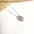 Collier élégant en argent avec pendentif goutte et zircons micro-pave sertis - Collier Goutte d'Eau Cœur Zirconia Blanc Argent