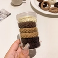 Élastiques à cheveux tons terreux en crème et marron dans un pot cylindrique premium - 6 Pcs/Boîte / Série Café (En boîte)
